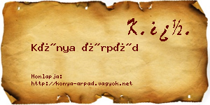 Kónya Árpád névjegykártya