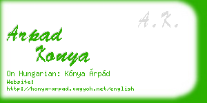 arpad konya business card